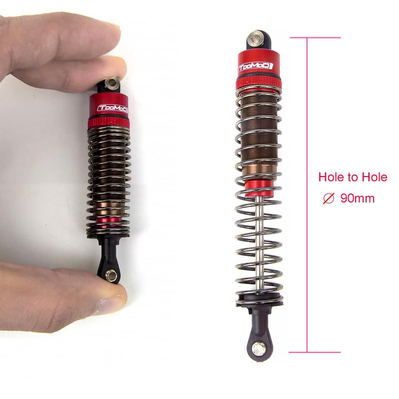 TOOMOD 1/10 90mm RC Oil filled Shock Absorbers kit for Tamiya Bullhead SuperClod Buster TRX4 Axial SCX10 D90 Crawler Car Truck Car Upgrades Replace Parts (Red) - Image 3